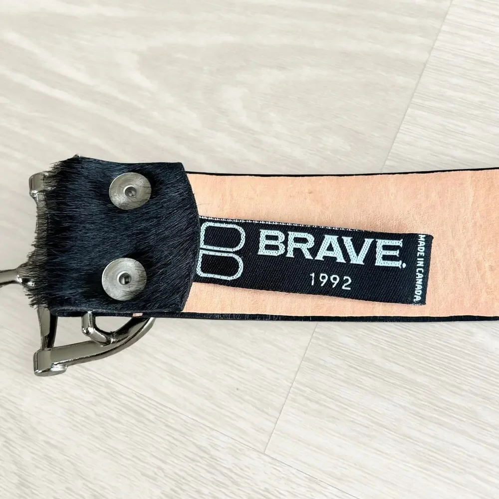 Brave Leather Kasi Hair-On Belt 32 Black Calf Hair Silver Equestrian Buckle EUC - Picture 9 of 13